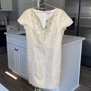 New Lilly Pulitzer, Milannia Shift Gold metallic. size 10